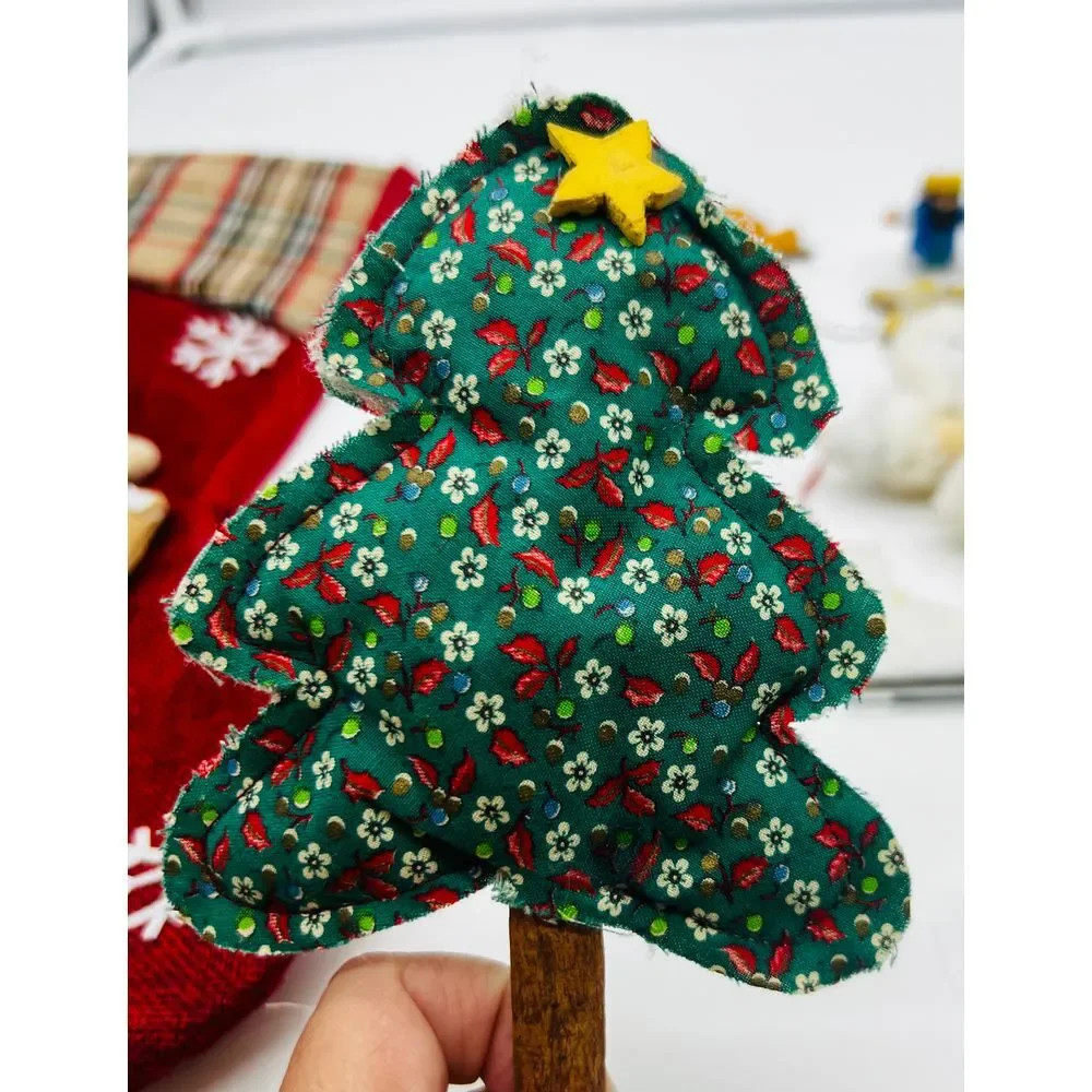 Christmas Tree‎ Ornaments Lot Vintage Homemade Stocking Decoration 80s Snowman